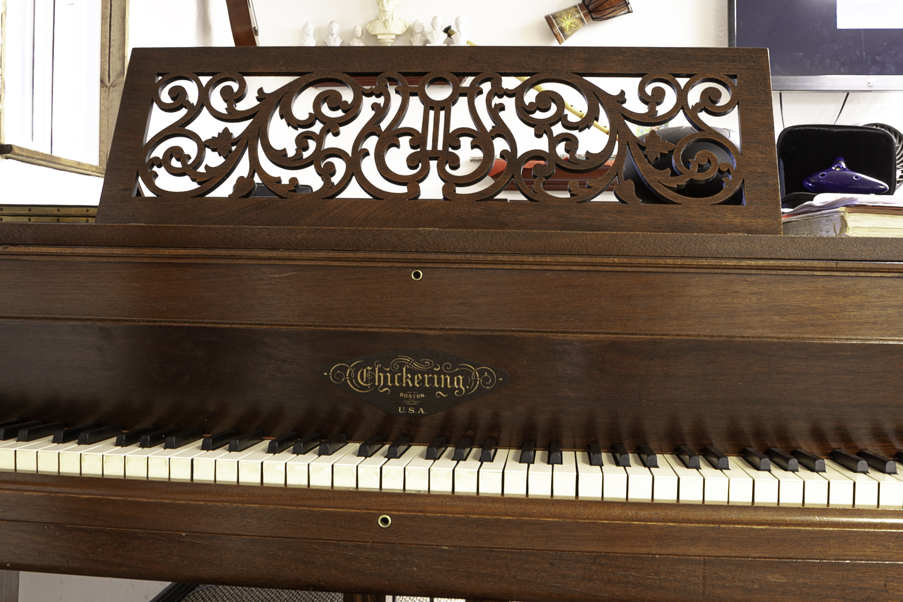 Chickering piano keyboard front view