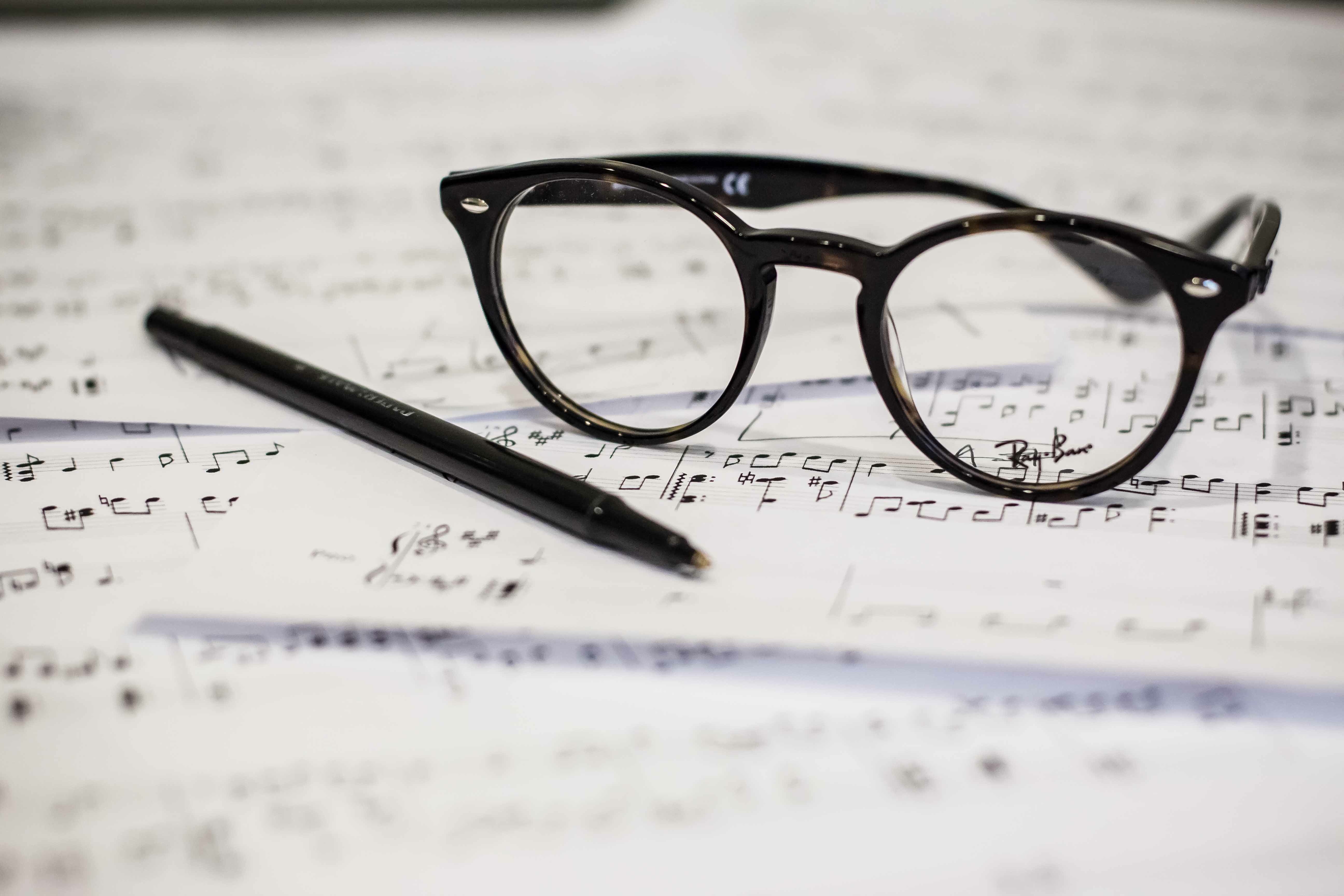 Sheet Music with Eyeglasses